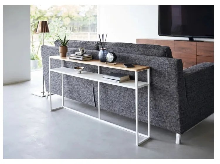 Konzolový stolík v bielej a svetlo hnedej farbe v dekore jaseňa 20,5x126 cm Tower – YAMAZAKI