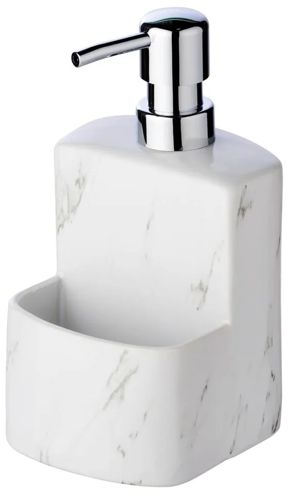 Biely keramický dávkovač na mydlo Wenko Festival Marble, 380 ml