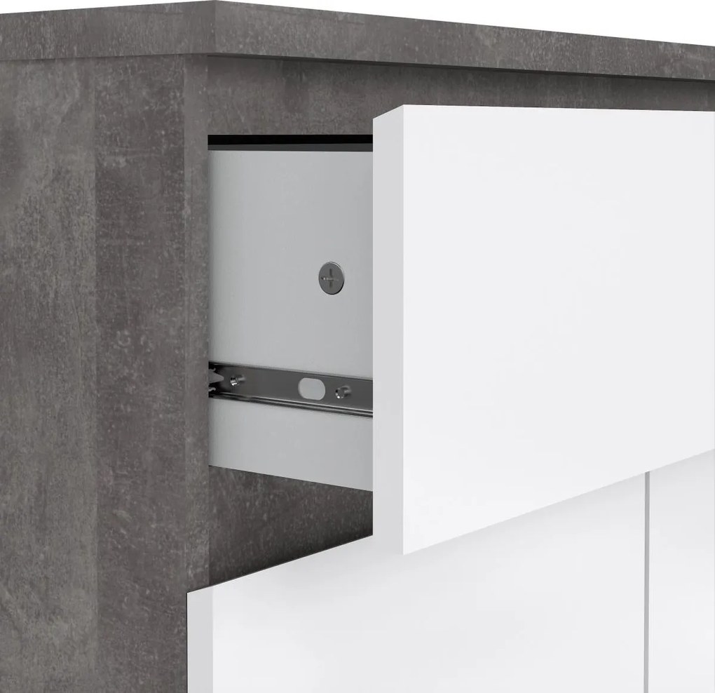 Komoda Simplicitous 234 80 cm beton/bílá lesk