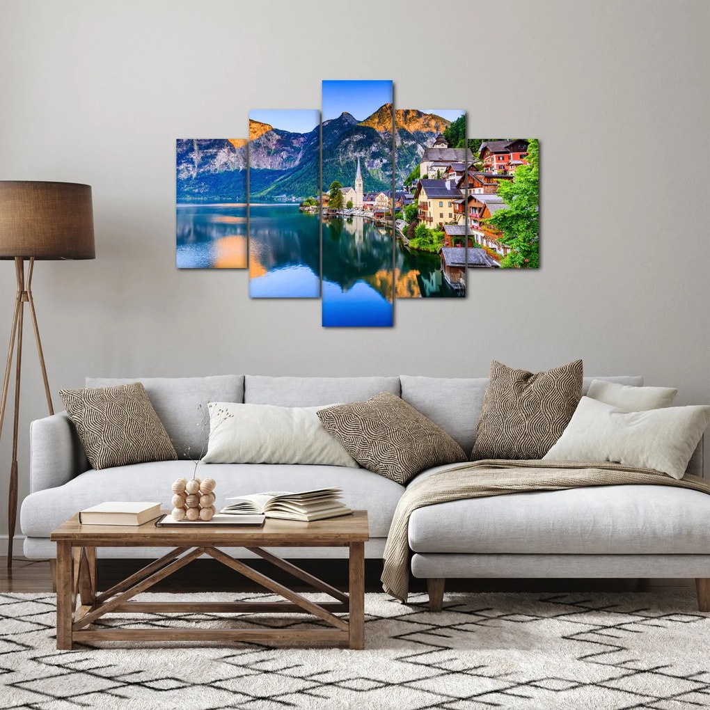 Obraz - Alpská dedina (150x105 cm)