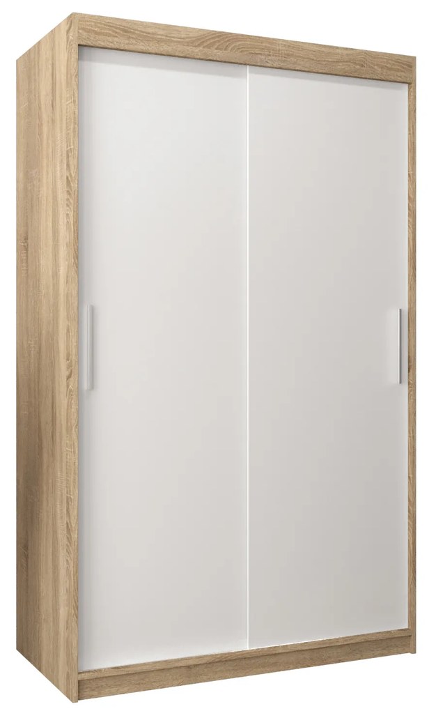 Šatníková skriňa 120 cm Toki (Dub sonoma + Biela matná). Akcia -42%. Vlastná spoľahlivá doprava až k Vám domov. 1064814