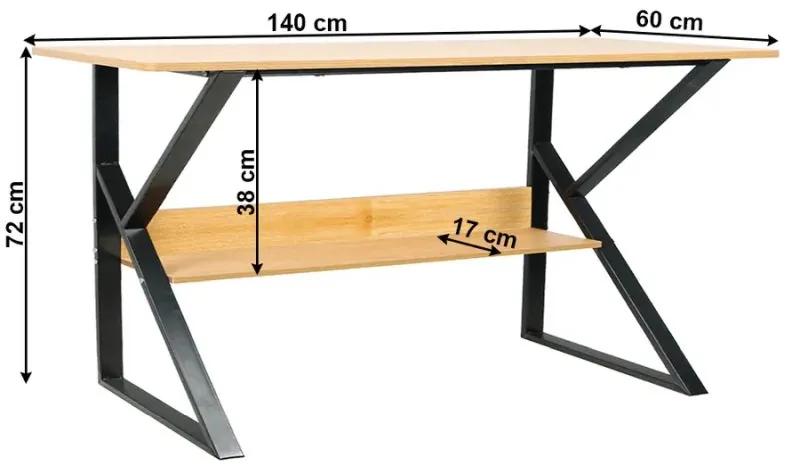 Kondela Písací stôl s policou, buk/čierna, TARCAL 140
