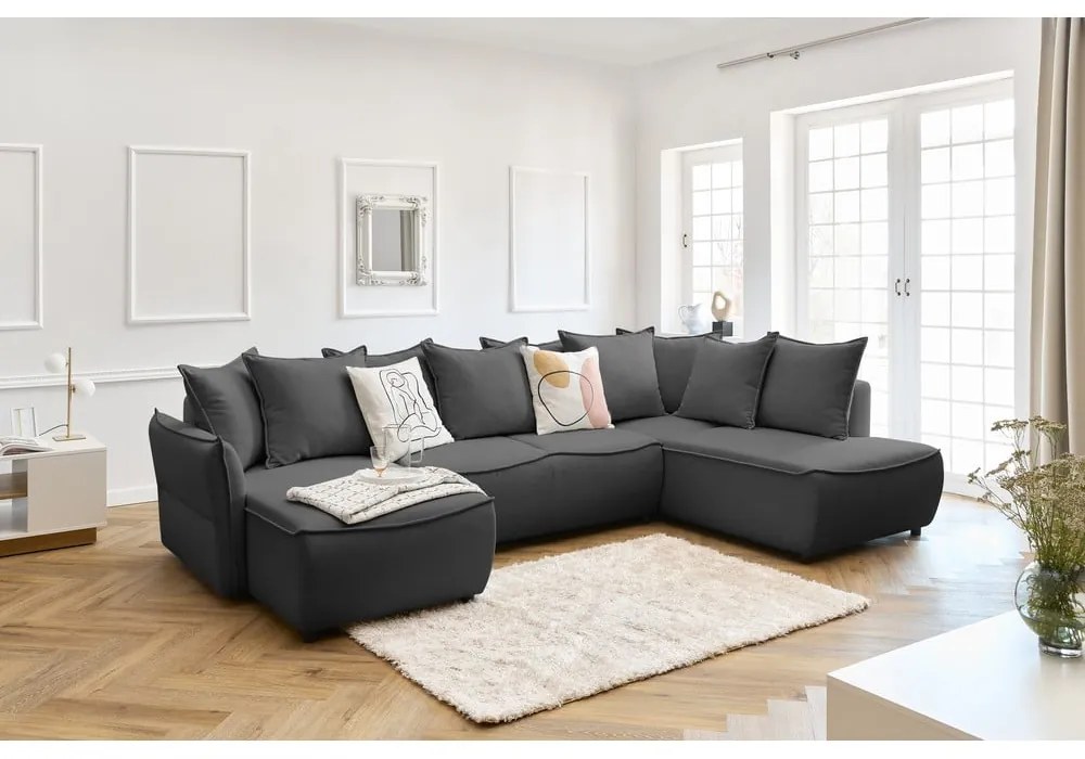 Tmavosivá rozkladacia rohová pohovka (pravý roh) Leon – Bobochic Paris