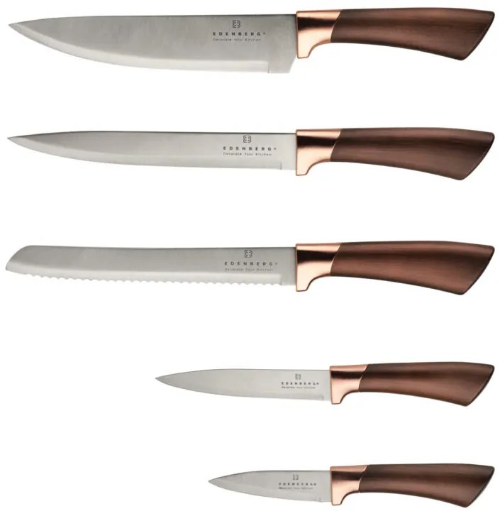 WELLHOX 6 dielna sada nožov v elegantnom stojane v medenej farbe