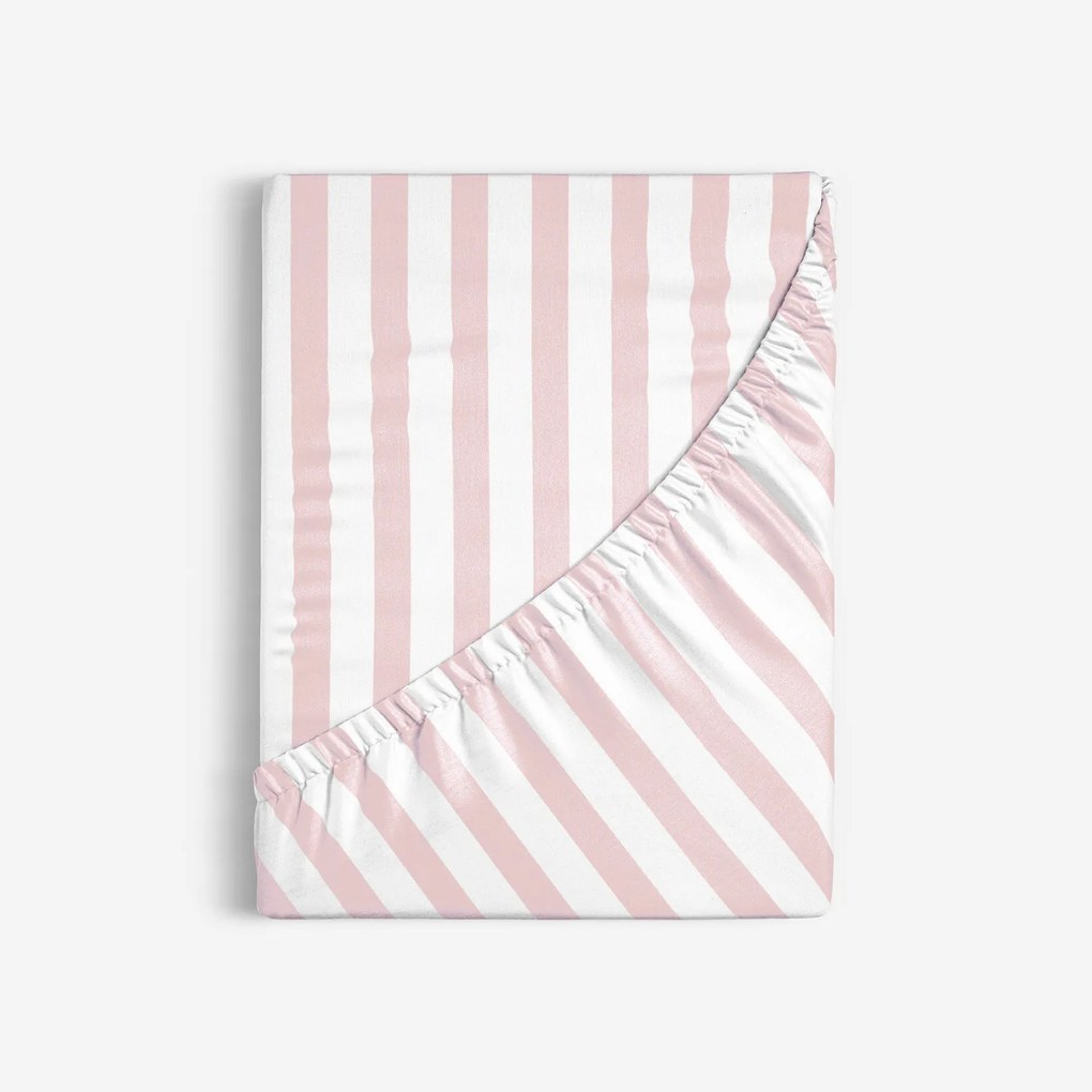 Goldea bavlnená napínacia plachta - púdrovo ružové prúžky 80 x 160 cm