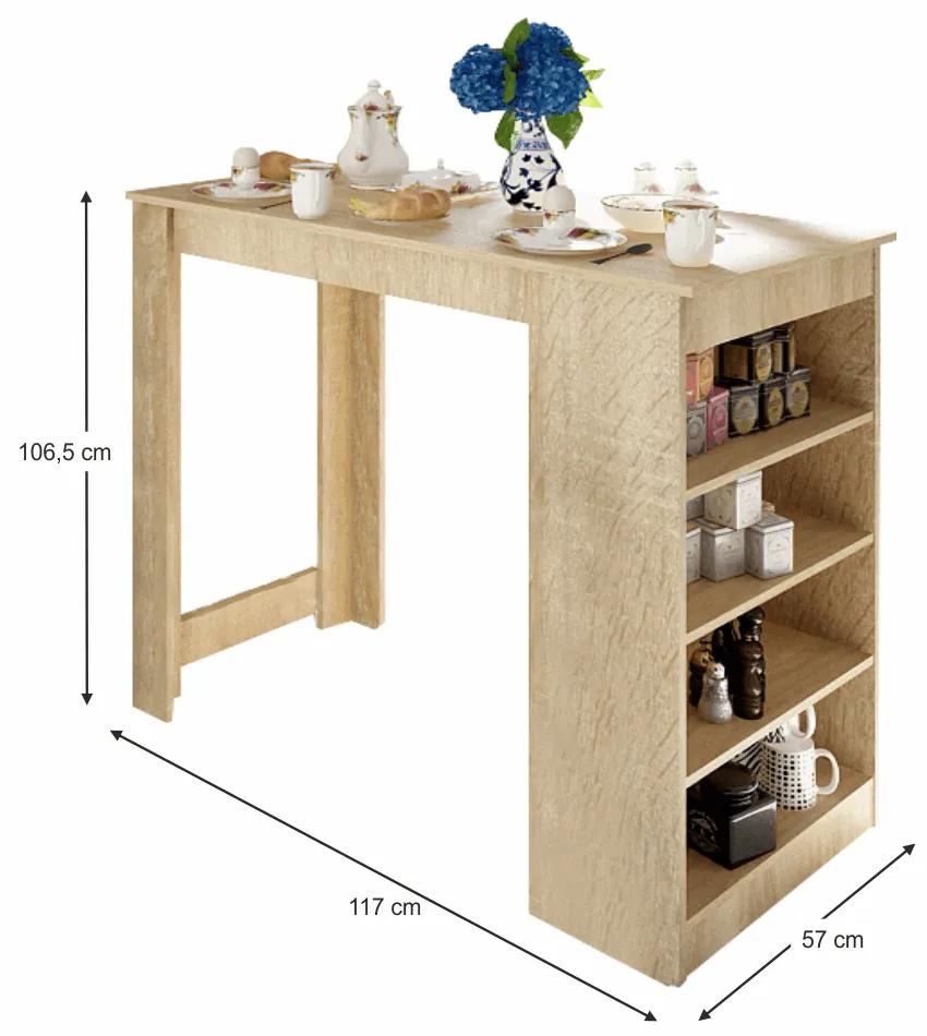 Kondela Barový stôl, dub sonoma, 117x57 cm, AUSTEN