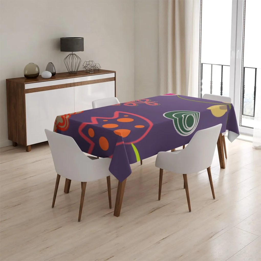 Sablio Obrus Nakreslené kvetiny - 90x90 cm