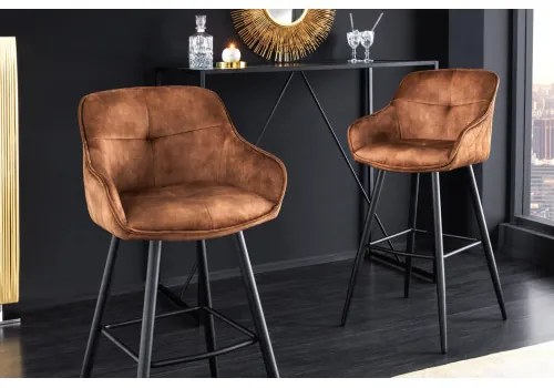 Barová stolička Euphoria 43689 Zamat - Hnedá - Komfort-nábytok