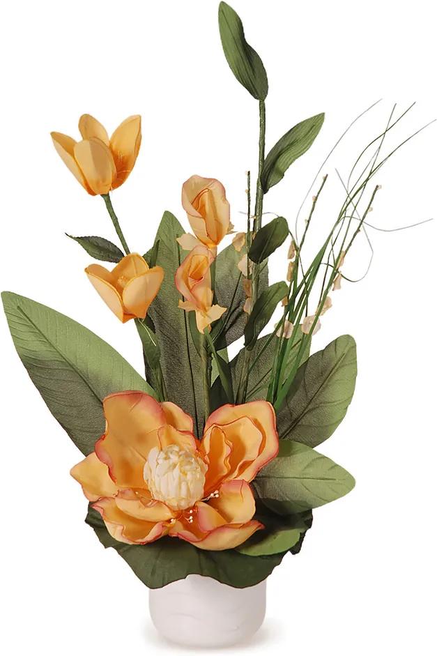 Aranžmá Magnólia v kvetináči oranžová, 50 cm