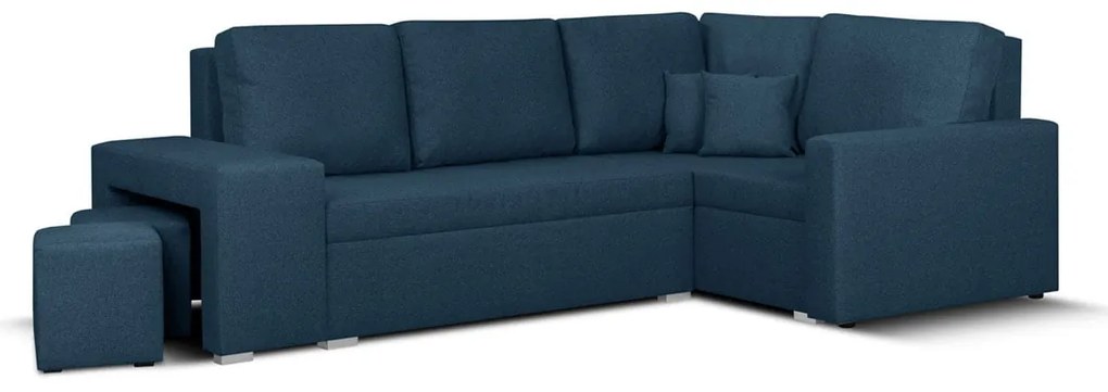 Rohová sedacia súprava s funkciou spania MODO2 s taburetkami Námornícka modrá