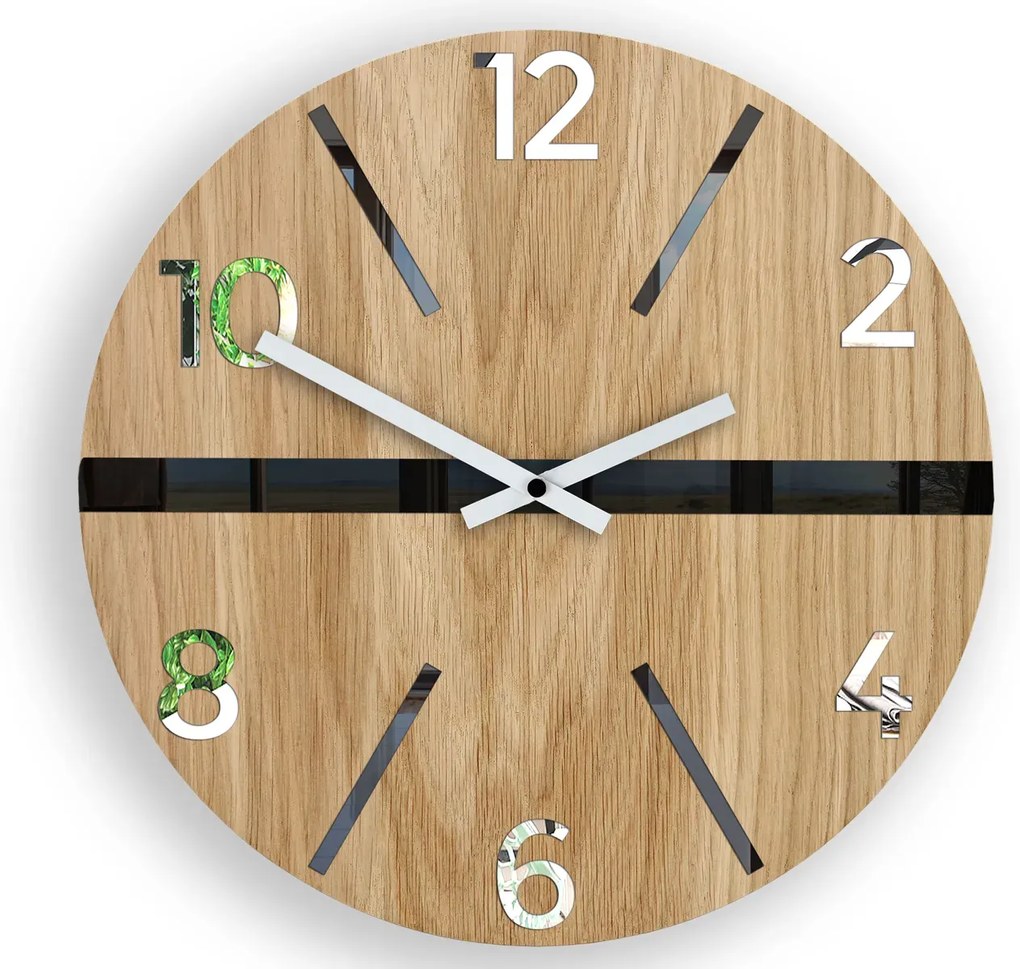 Dřevěné nástěnné hodiny King 33,5 cm dub přírodní