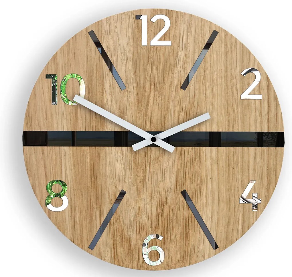Drevené nástenné hodiny King 33,5 cm dub prírodný