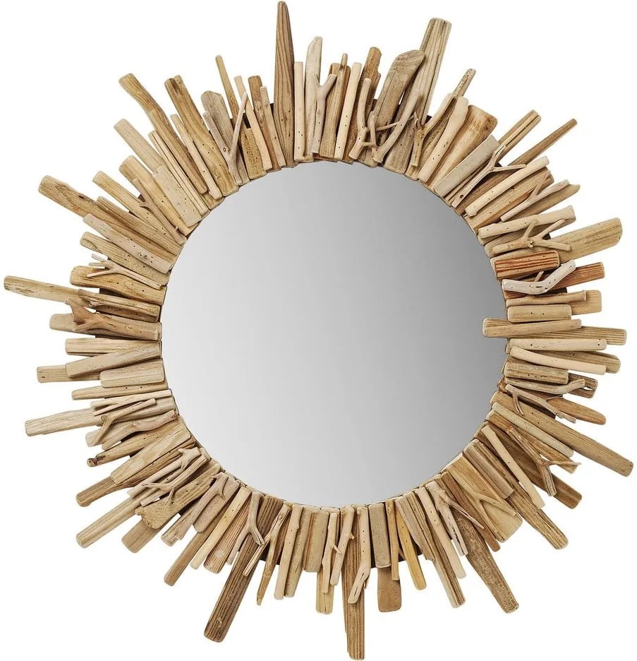 Okrúhle nástenné zrkadlo Kare Design Legno, Ø 82 cm