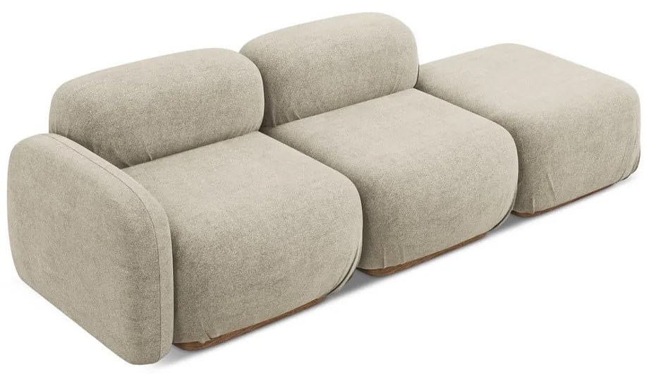 Béžová leňoška z textílie buklé (pravý roh) Ailani – Makamii