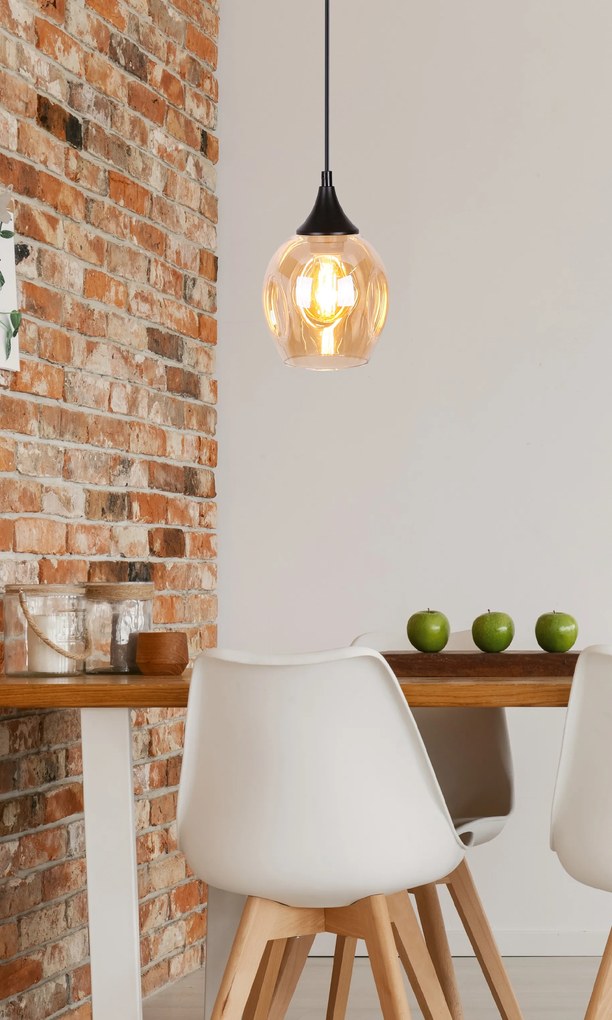 Candellux Čierno-hnedý závesný luster Aspa pre žiarovku E27 31-00583