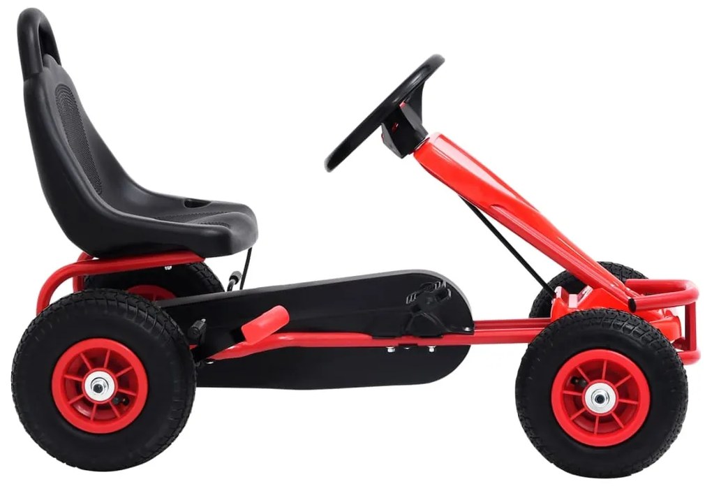 vidaXL Detská šľapacia motokára s pneumatikami, červená