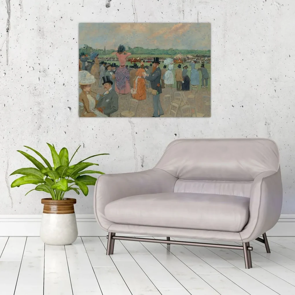 Sklenený obraz - Jean-Louis Forain, The Races at Longchamp, reprodukcia (70x50 cm)