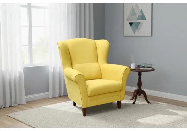 Ušiakové kreslo GALA žlté