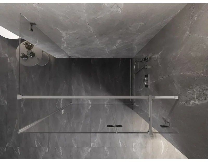 Mexen Lunar T, výklopný sprchový kút pravý 115 x 110 cm, 8mm číre sklo, chrómový profil, 834T-115-110-01-00-P