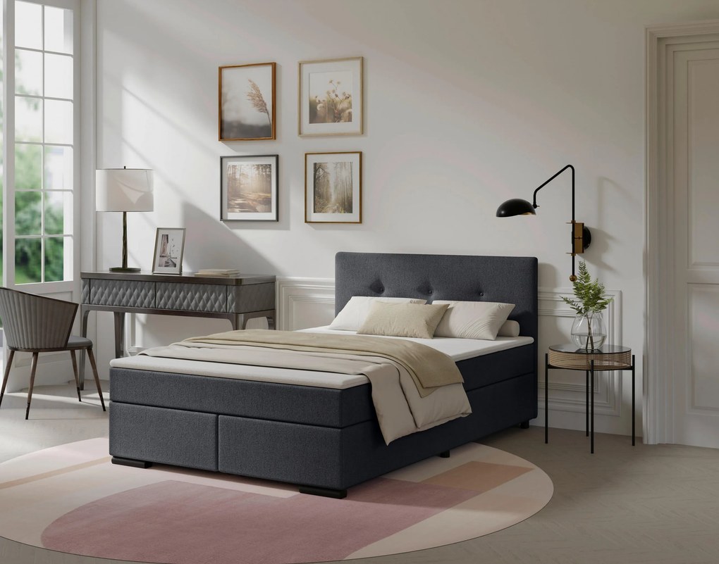 XXXLutz BOXSPRINGOVÁ POSTEĽ, 140/220 cm antracitová MID.YOU - Online Only spálne - 002784001258