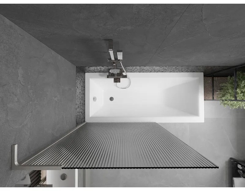 Mexen Next L, 1-krídlová vaňová zástena 100 x 150 cm, 6mm sklo s rebrovým vzorom, 6mm číre sklo, profil brúsená oceľ, 895-100-000-03-09-97