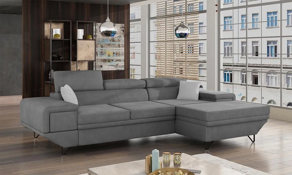 Moderná rohová sedacia súprava Arcadia, Dostupné poťahy: Magic Velvet 2227 + Magic Velvet 2227 + Evo 29, Strana: pravá