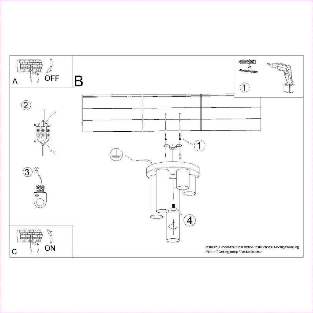 Sollux Lighting Stropné svietidlo Lagos, 5x čierne kovové tienidlo