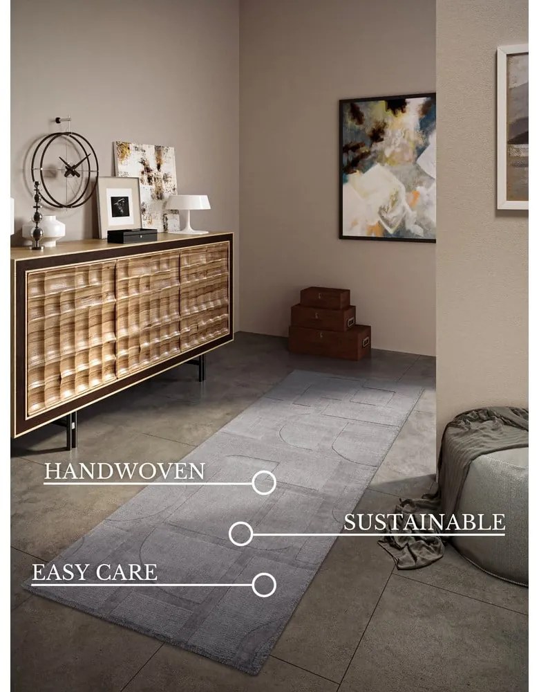 Sivý ručne tkaný vlnený behúň 80x250 cm Alexis – Villeroy&amp;Boch