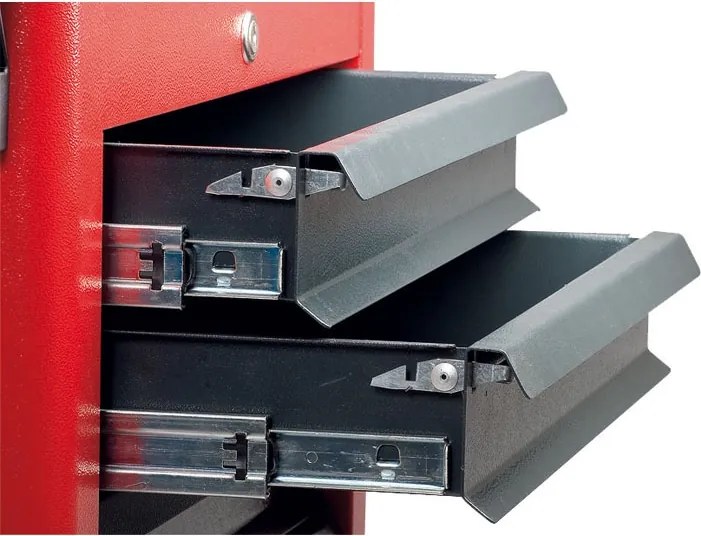 Pojazdný dielenský vozík na náradie GD, 5 zásuviek, 940 x 600 x 440 mm, grafit / červená