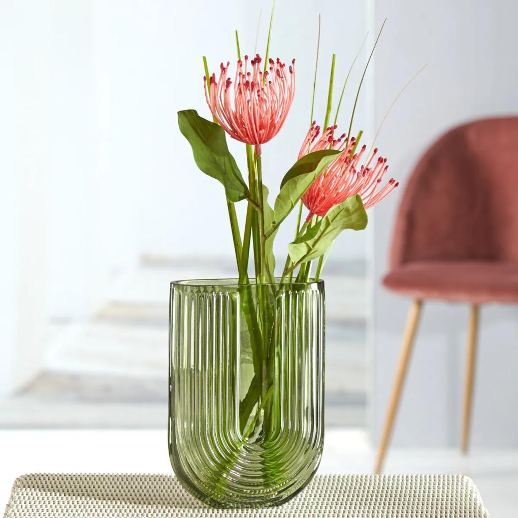 Váza, zelená 13 x 6 x 18 cm