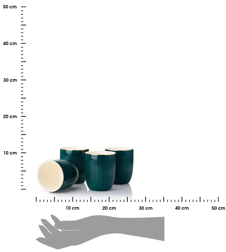 Keramický pohár s lyžičkou Kendi Green 300 ml sada 4ks