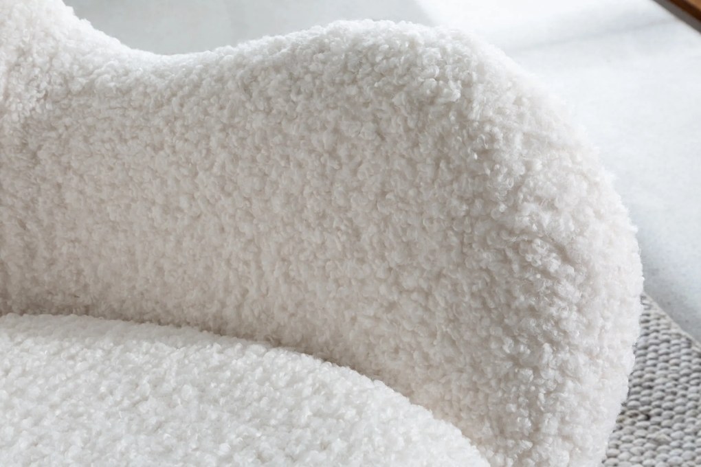 Hojdacie kreslo Scandinavia Swing biela plyšová látka