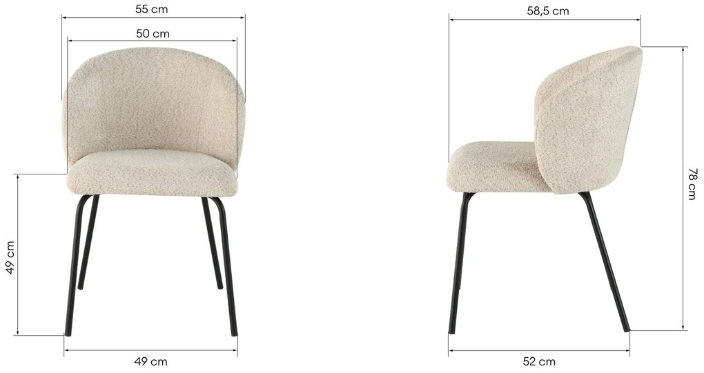 Jedálenská stolička LARISA buklé béžová/čierna