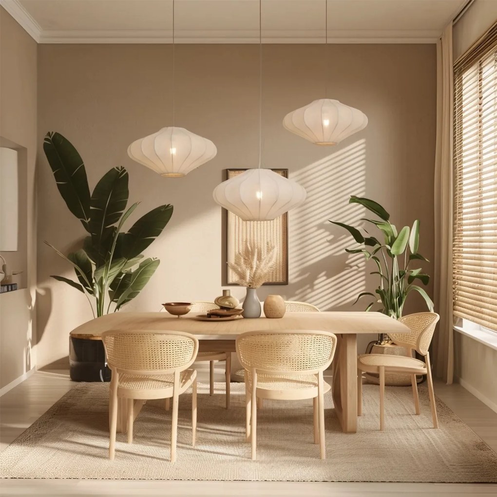 Japandi závesná lampa béžová 50cm 3-svetelná - Plu