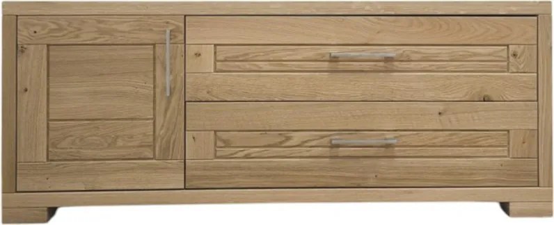 TV skrinka z masívu s 2 zásuvkami a dvierkami, 140x43x54 cm