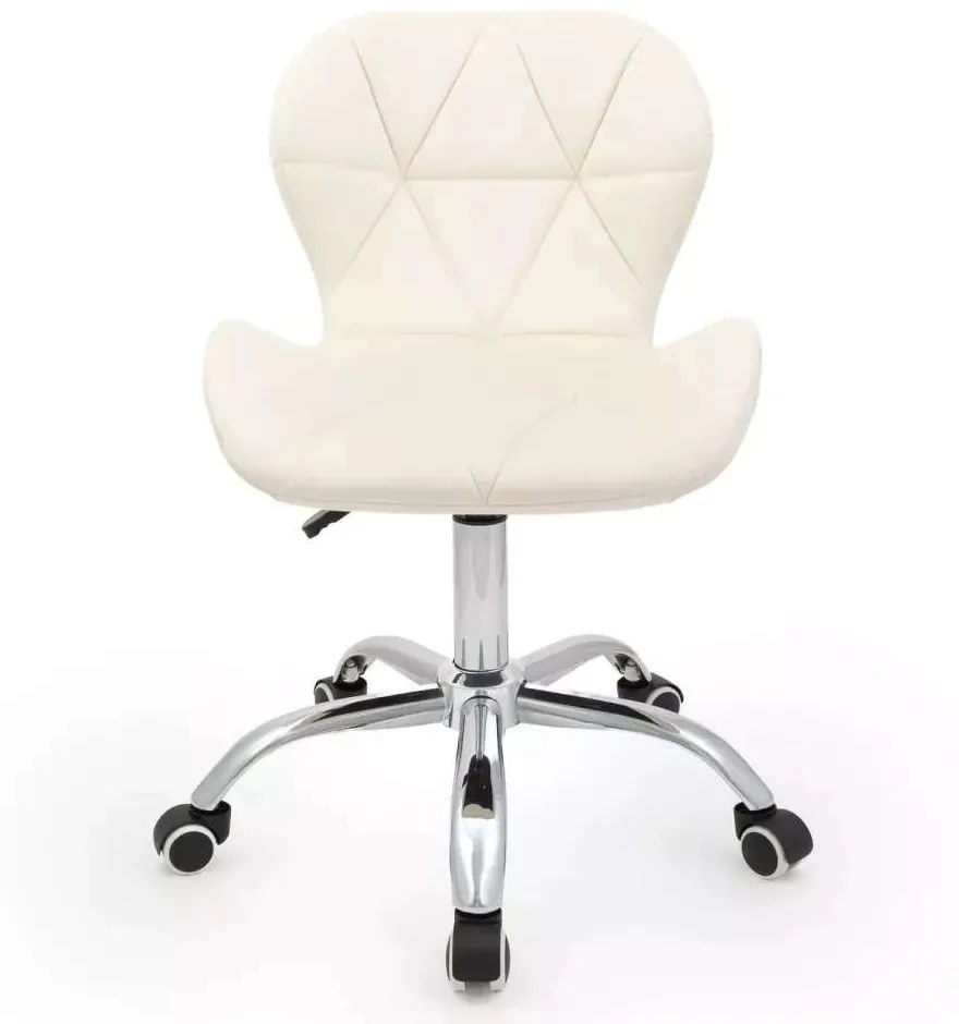 LuxuryForm DESIGN Stolička LIVIO VELUR na striebornej podstave s kolieskami - krémová