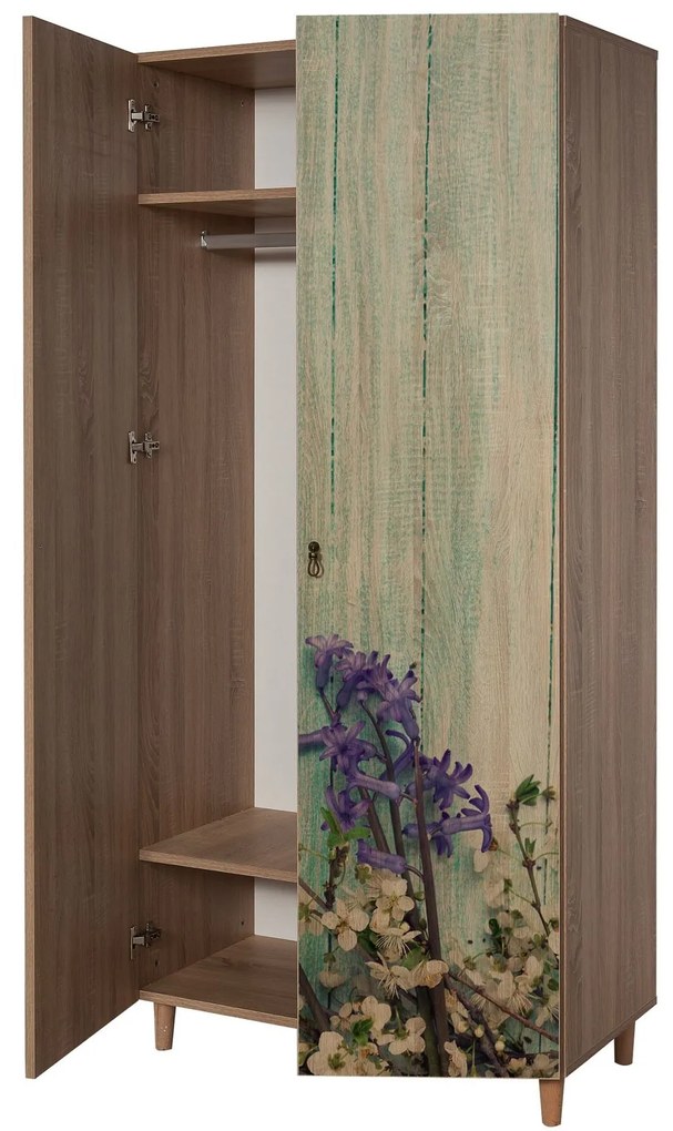 Šatní skříň Stil 90 cm dub sonoma/zelená