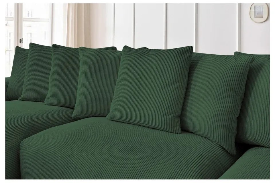 Zelená menčestrová rohová pohovka Voltaire – Bobochic Paris