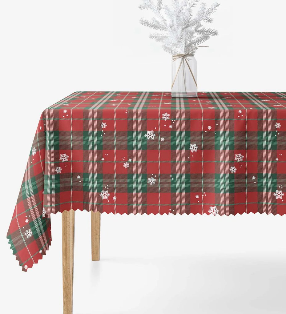 Goldea hranatý teflónový obrus - červené káro s vločkami 100 x 140 cm