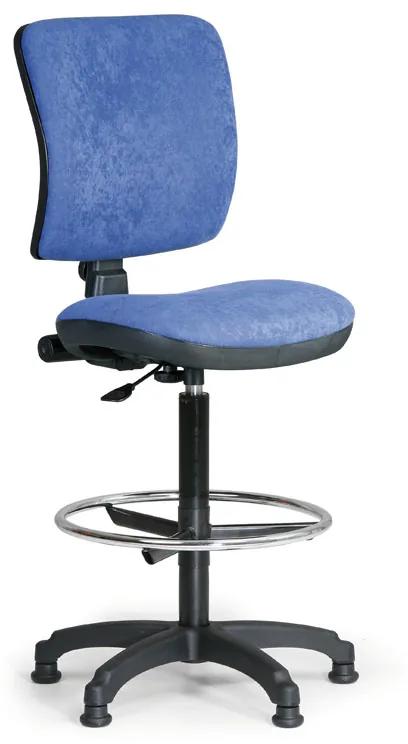 Euroseat Zvýšená pracovná stolička MILANO II bez podpierok rúk, permanentný kontakt, klzáky, modrá