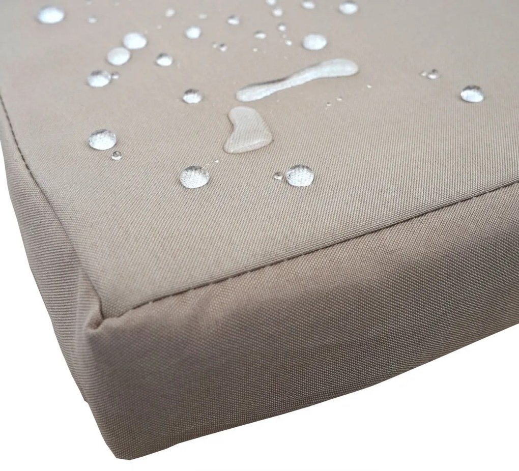 Záhradná lavica so stolíkom E24 - umelý ratan, 132cm - Sivá, sedáky krémová