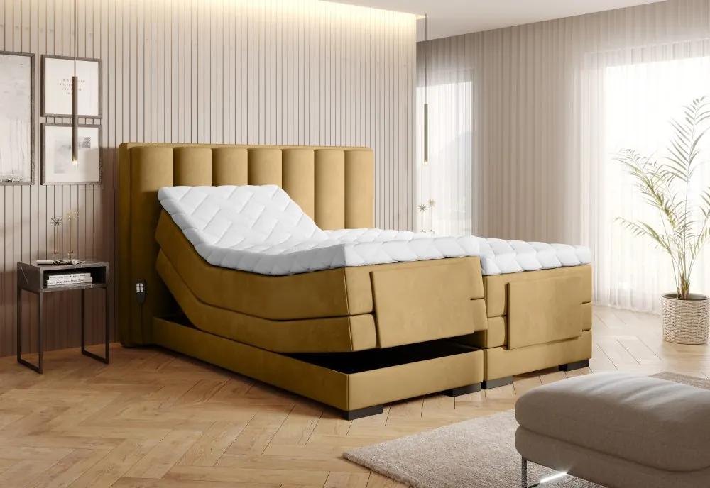 Elektrická polohovacia boxspringová posteľ VERONA Eltap Loco 45 - žltá