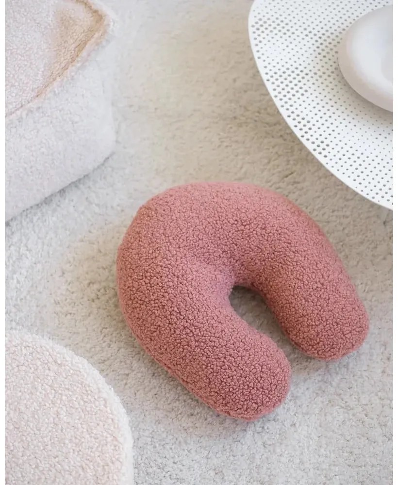 Ružový detský pohovkový vankúš z textílie buklé U – Wigiwama