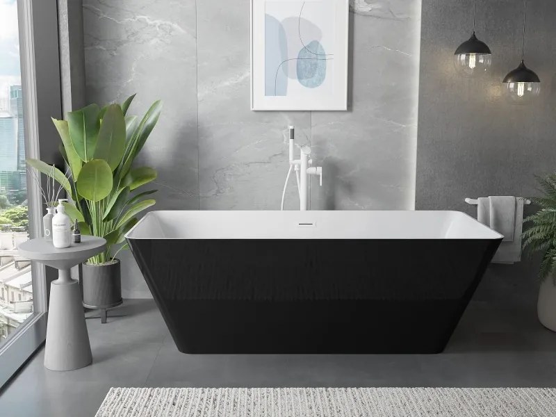 Mexen Velo Slim, voľne stojaca vaňa 170 × 75 cm, biela lesklá, biely prepad, 52811707500-20