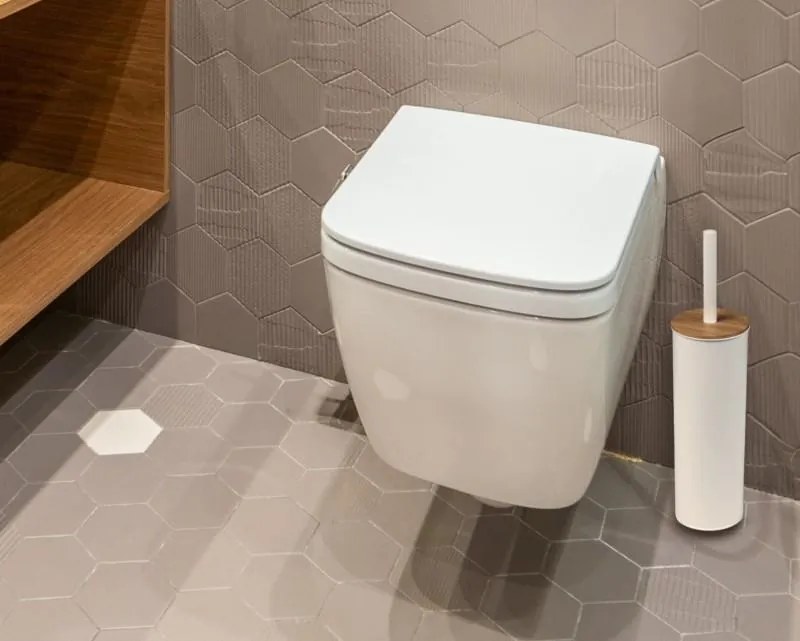 Erga Tango, WC kefa na postavenie 9x9x38 cm, biela-hnedá, ERG-YKA-P.TANGO-WHT
