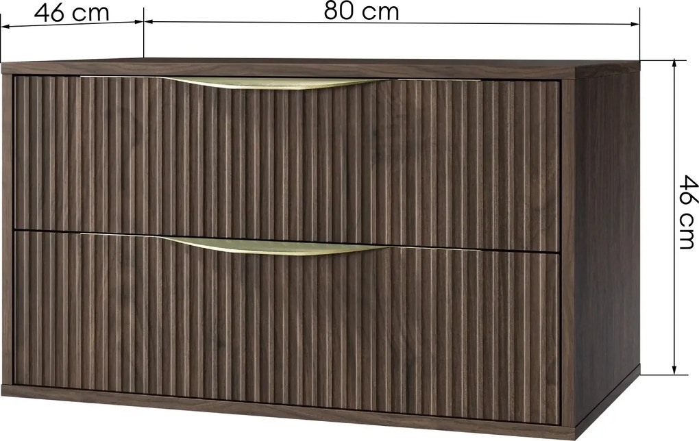 Závesná skrinka pod umývadlo Avila s doskou 80 cm orech