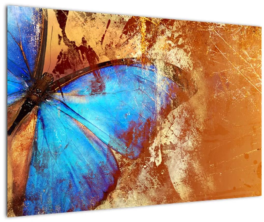 Obraz - Modrý motýľ (90x60 cm)