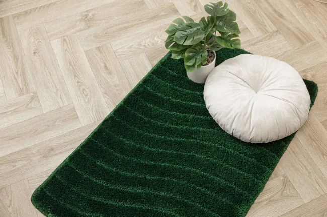 Kúpeľňový koberček Sara fľaškovo zelený, vlny