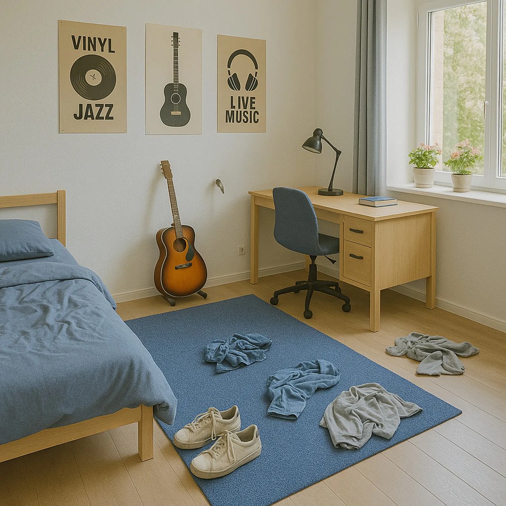 AladinWorld Expres, Kusový koberec Velur Ultra tm. modrý, 160x200, modrá, obývacia izba