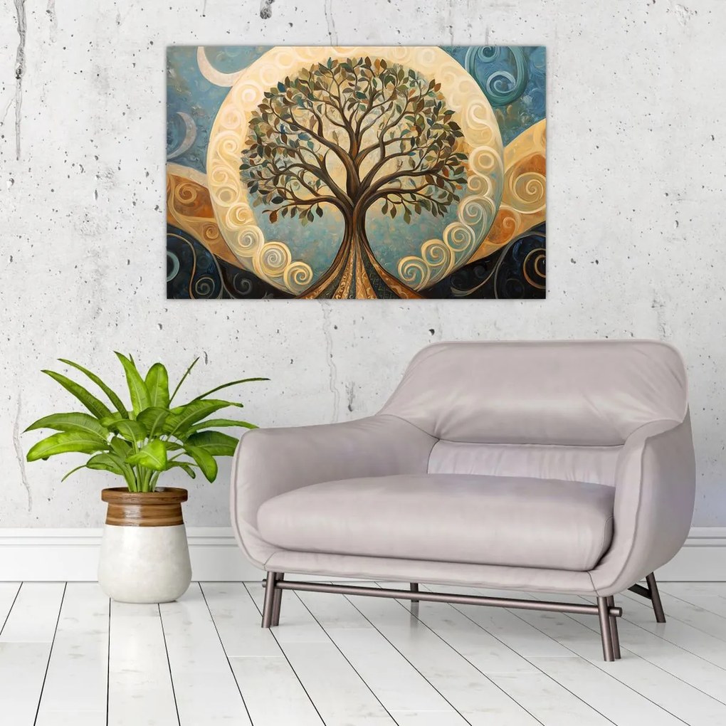 Obraz – Strom života a špirály (90x60 cm)
